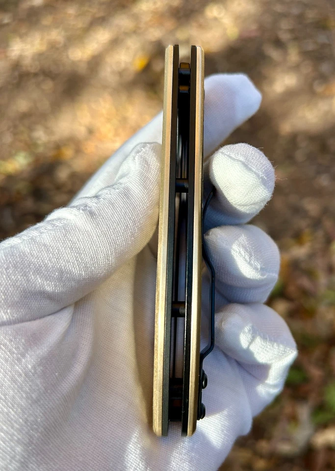 Spyderco Tenacious | Custom Brass Scales Dragon Skin | Laser Engraved - Image 3 of 4