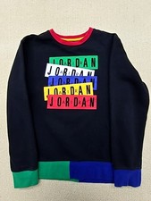 Jordan Boys XL Black Crew Sweatshirt Colorful Logo Graphic Pullover