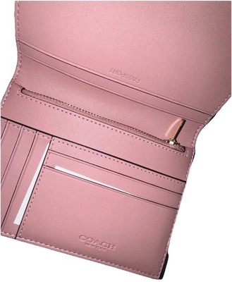 Coach Signature Canvas Passport Card Case Powder Pink Multiple