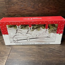 Santa Reindeer 3 Lite Candelabrum Silver Inte...