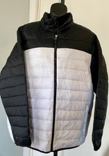 Swiss Tech Full Zip Puffer Jacet L White & Black Packable Men’s