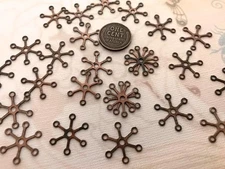 Vintage 18mm Aged Copper Tone Metal 6 Hole Findings 24