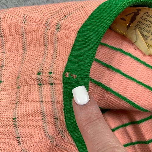 Vintage Pennys Sweater Womens 10 Pink Green 1950's Stewardess 100% Wool Cardigan - Picture 10 of 17