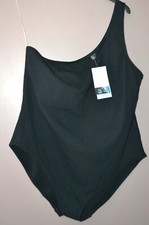 M S SECRET SLIMMING TUMMY CONTROL ONE SHOULDER TEXTURED SWIMSUIT SIZE 24 - BNWT