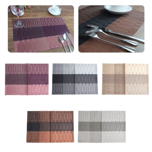 Progressive Shade Bamboo Strip Jacquard Weave PVC Placemat Dining Table Mat Pad - Picture 3 of 9