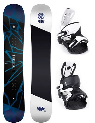 FLOW Burst 159 WIDE Mens Snowboard Package+Flow Alpha Bindings NEW
