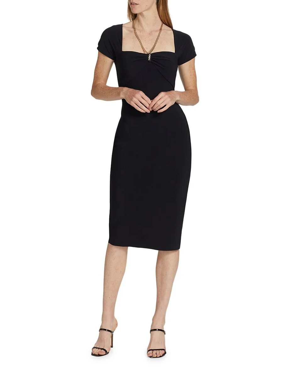 NWT Chiara Boni La Petite Robe Celide Midi Dress Black MSRP$795