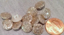 12 Small Shiny Plastic Shank Buttons Silver Flecks Confetti 7/16" 11.5mm # 7520
