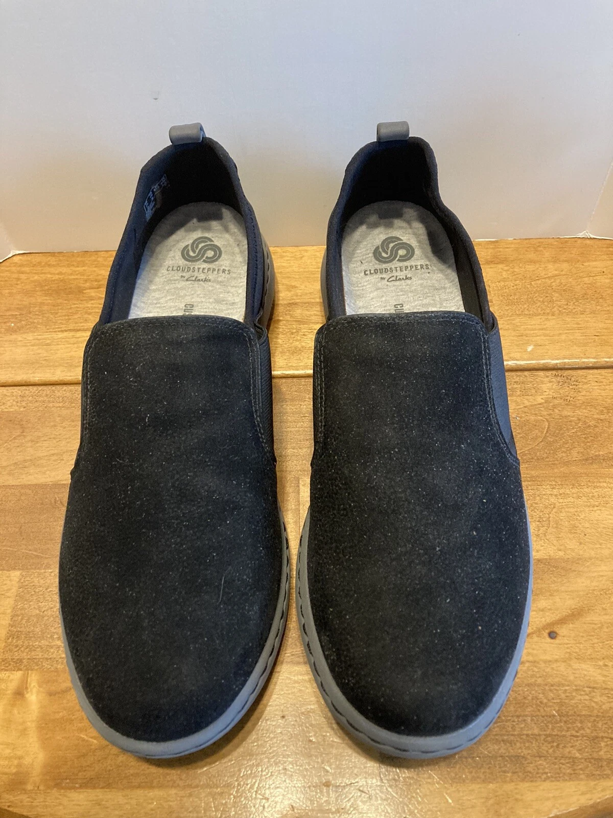 Scarpe Clarks morbide ammortizzate donna 10 M mocassini casual slip on nero elasticizzato
