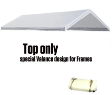 Valanced  20'X30' White Canopy Replacement Cover Top Roof Tarp Shade Cover