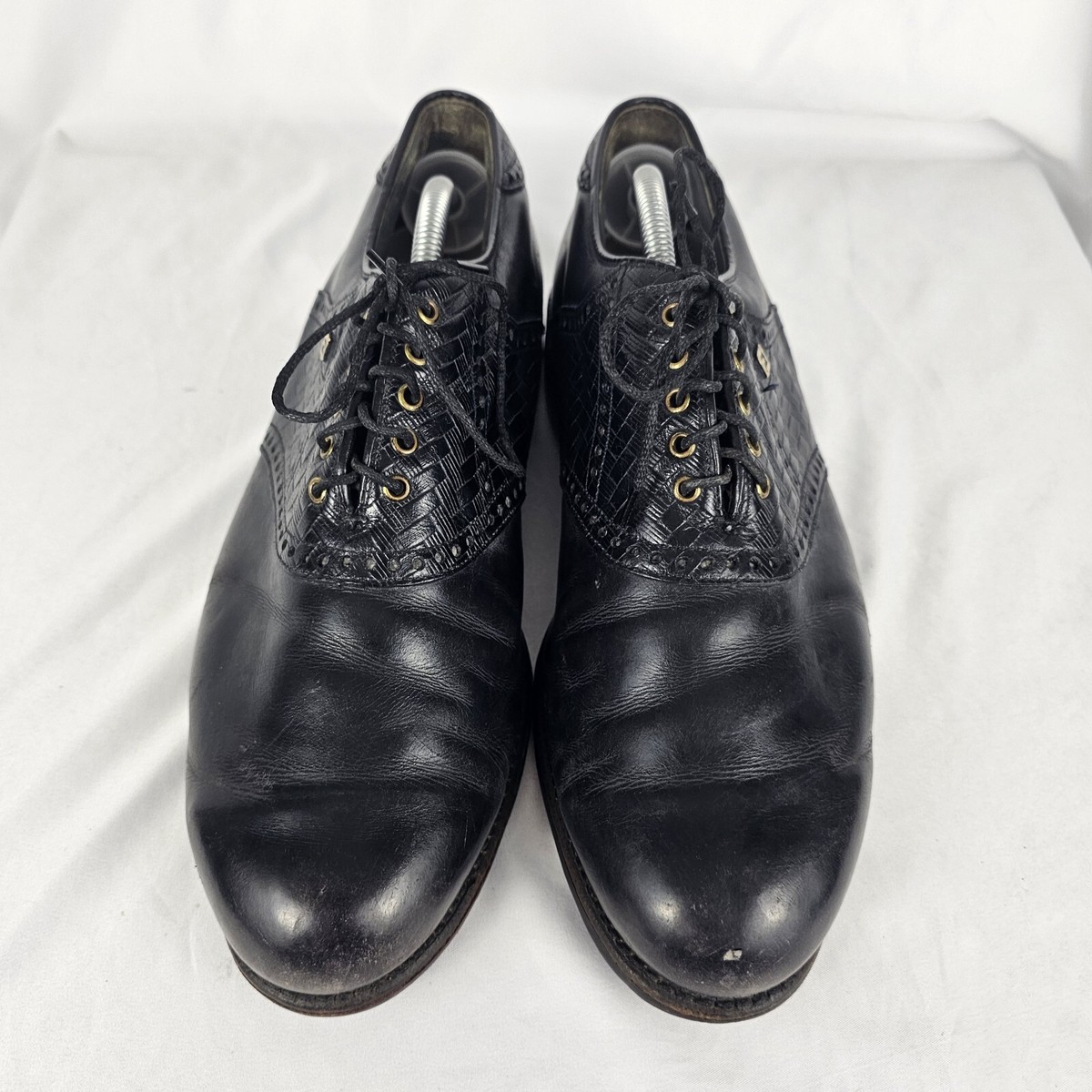 Vintage Footjoy Classics Dry Mens Black Leather Woven Golf  display picture 3