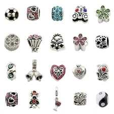 5pcs Silver /P Rhinestone Crystal Big Hole Beads For European Charm Bracelet E50