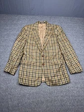 Daks London Sport Coat Mens 40r Brown Plaid Vintage 70s Blazer Notch Lapel