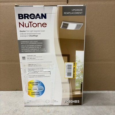 Broan NuTone FG80HBS Bathroom Exhaust Fan Heater LED 70/80 CFM White