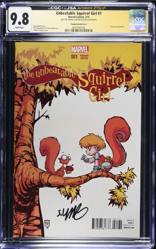 ? UNBEATABLE SQUIRREL GIRL #1 CGC 9.8 SS SIGNED SKOTTIE YOUNG VARIANT L@@K! ⚫️