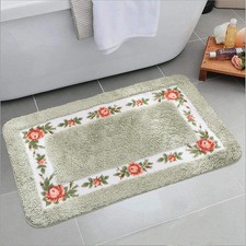Bath Rug Soft Shag Floral Rose Bathroom Rugs Washable Non-Slip Bath Mat for H...