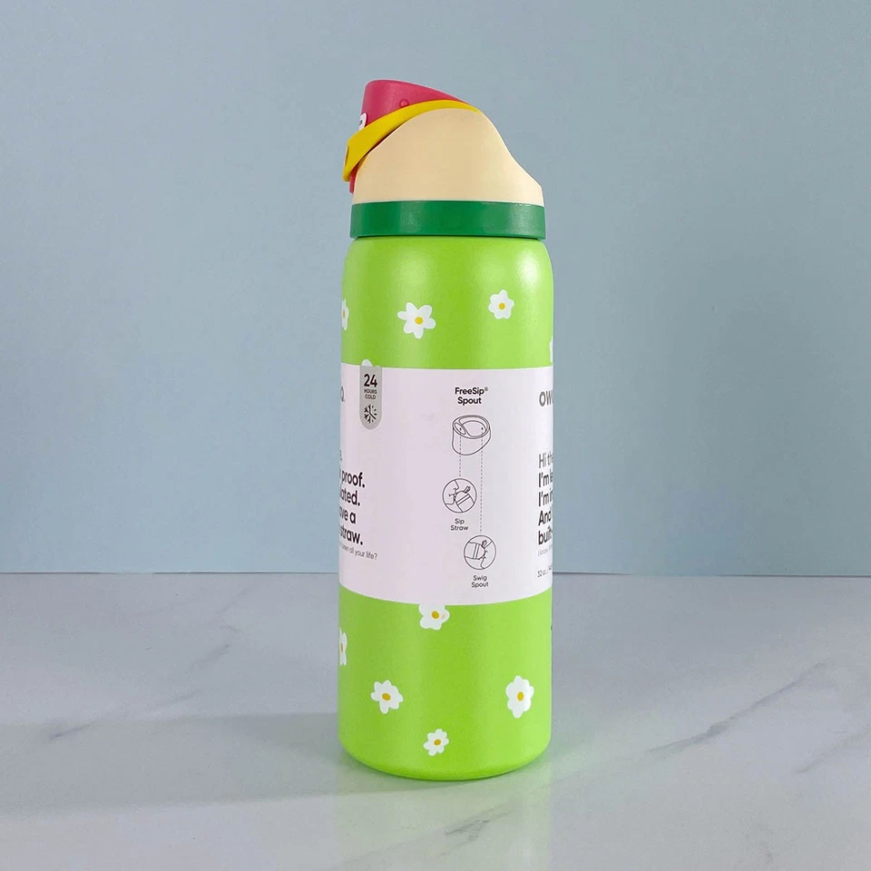 Botella de agua owala 32OZ aislada Sports Cup acero inoxidable con pajita. Foto 2 de 4