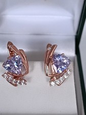 Vintage 1990-s 14 Ct Rolled Gold Amethyst Earrings-Hallmarked 585 RG