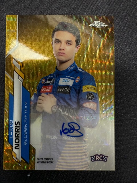 2020 Topps Chrome Formula 1 Lando Norris RC Gold Wave Refractor Auto /50