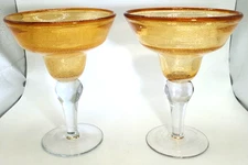 Gorgeous, Hand Blown, Artland, Iris Citrine Margarita Glasses - 10 oz Capacity