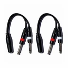 (2) Pack 1/4 Inch Stereo TRS Female to 2 X 1/4 Inch Male Mono Y Splitter Cable