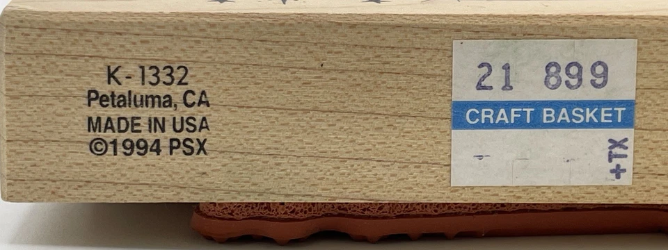 Sello de goma PSX Angel con arpa K-1332 1994 grande montado en madera vintage EE. UU. Foto 2 de 3