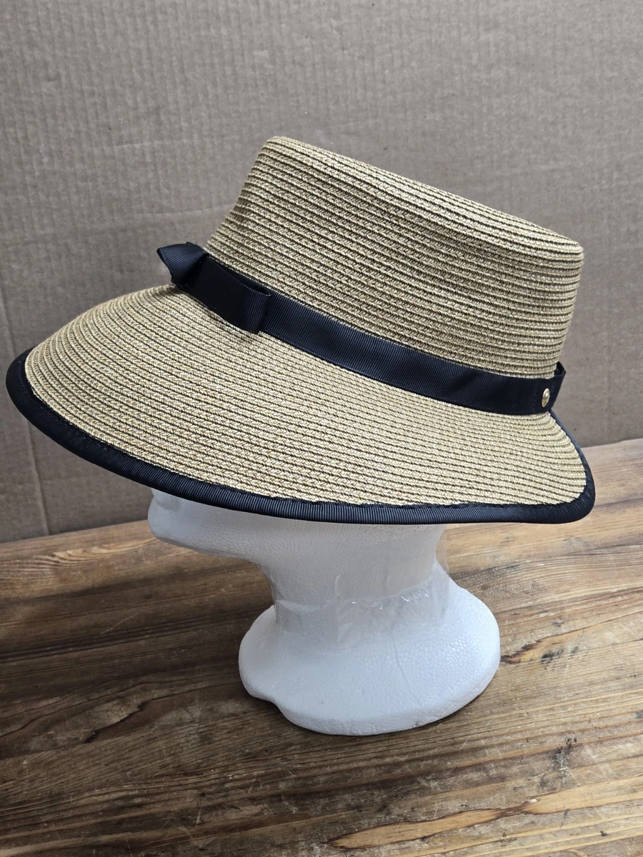 ERIC JAVITS New York Straw Hat w/ Grosgrain Band Excellent Condition Eric Javits Straw Hat w Grosgrains Black Ribbon Trim & Bow  main image 3