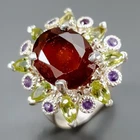 Handmade 6 ct+ Natural Hessonite Ring 925 Sterling Silver Size 7 /R474049