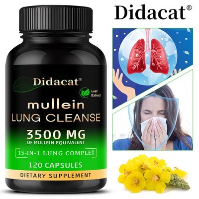 15 In 1 Lung Complex Mullein Extract Supplement Lungs Detox Cleanse 120 Count