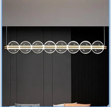 SUETONG Nordic Bubble Ball Glass Chandelier, 50-inch Long Gold Linear Chandelier