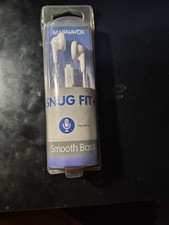 Magnavox Snug Fit Smooth Bass Handsfree Earphones Mic  Remote White Brand New