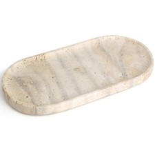 Genuine Real Natural Marble Tray for Bathroom, Luxury Ultra White Travertine ...