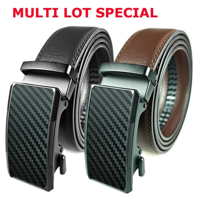#ad Genuine Leather Mens Ratchet Belt Belts For Men Adjustable Automatic Buckle $10.99