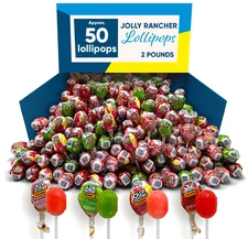 Jolly Rancher Round Lollipops, Assorted Fruit Filled Pops, Bulk Candy (2 Pounds)