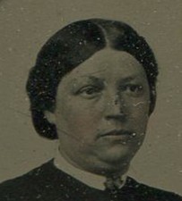 WOMAN WITH ROUND FACE, DOUBLE CHIN. TINTED TINTYPE, PERIOD PAPER MAT.