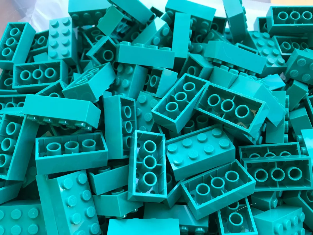 LEGO NEW 3001 DARK TURQUOISE 2 X 4 BRICK 20 PIECES