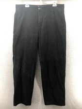 Vintage Chaps Men's Black Corduroy Flat Front Pants 36x32 Loose Fit