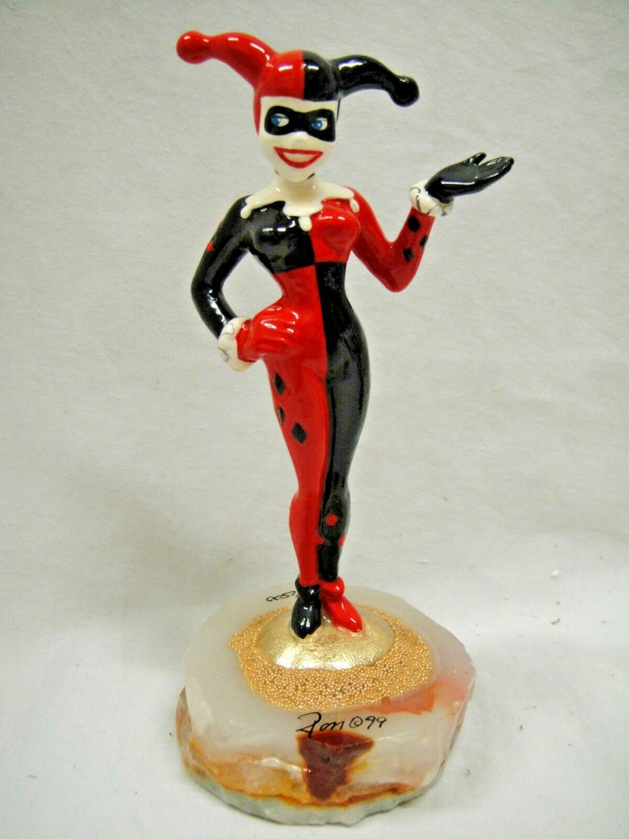 ★ Harley Quinn Statue ★ WARNER BROS HARLEY QUINN STATUE RON LEE 1999 w/GOLD 24kt BATMAN