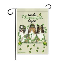 Shetland Sheepdog Saint Patrick's Day Garden Flag Double Sided 12" x 18"