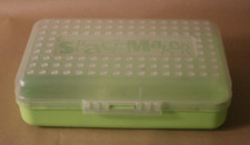 Spacemaker Pencil Box Frosted Clear  Bright Green Vintage Plastic Storage Case