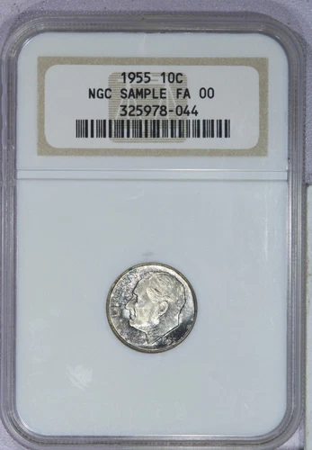 1955 Roosevelt Dime 10C NGC Sample Old Holder