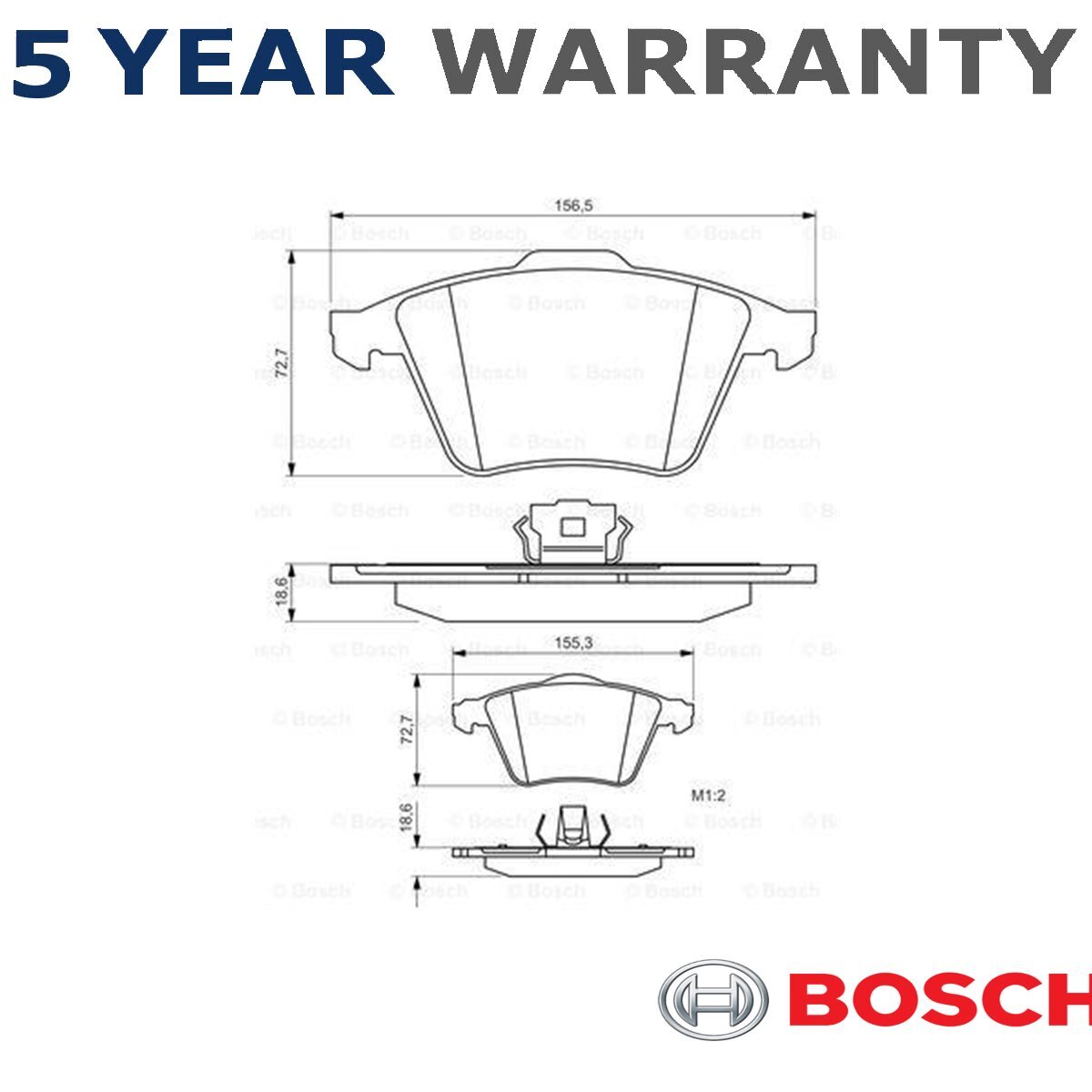 Bosch Front Brake Pads Set for Volvo V40 V50 S40 Saab 9-3 Ford Focus-image