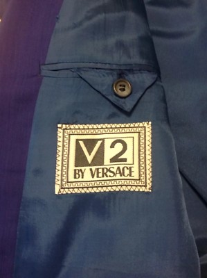 VERSACE v2 Vintage 1990s wool 1 Button suit Blue Sports coat  