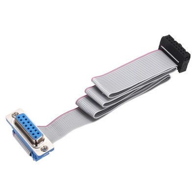 IDC Wire Flat Ribbon Cable DB15 Female to FC-16 Female 2.54mm Pitch 50cm Length