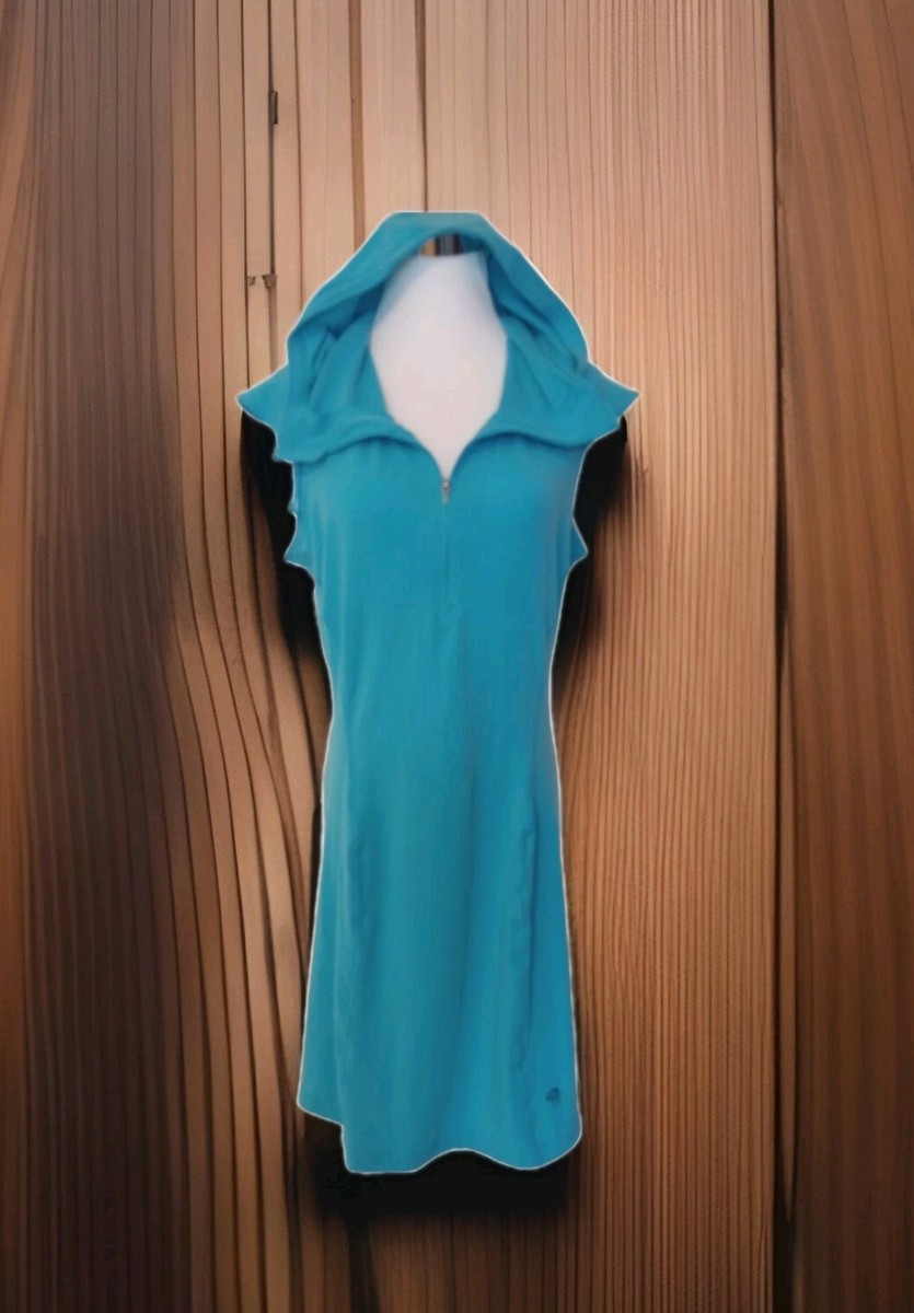 MOUNTAIN HARDWEAR Hoodie Tunic shift  Shirt Dress Pocket M blue  Sporty 1/4  Zip