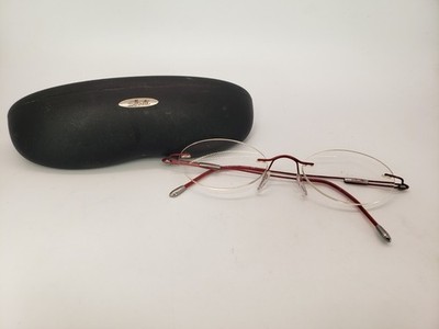 Silhouette 7534 40 6079 Titanium Red Burgundy Rimless Eyeglasses Frames 19 40 