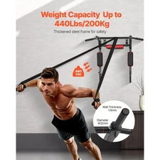 Multifunctional Pull Up Bar, Wall Mounted Chin Up Bar Dip Station for Home Gym,