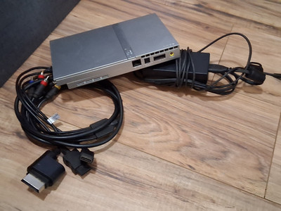 Sony Playstation PS2 Slim SCPH-77001 Silver Console Tested & Working with Cables