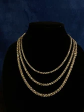 3-5mm VVS MOISSANITE Tennis Chain Necklace - S925 Sterling Silver - Men Women