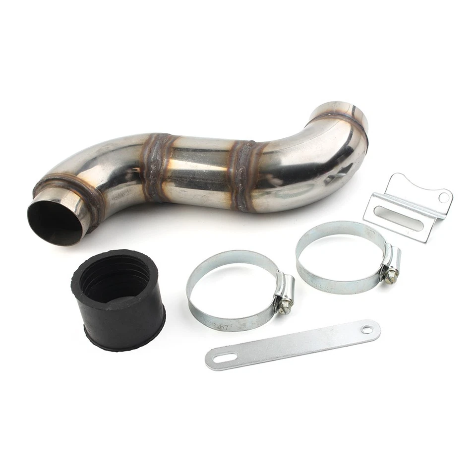 Motorcycle Bike Cleaner Pod Inlet Intake Stainless Steel Elbow Interface w/Clips - Imagem 2 de 4